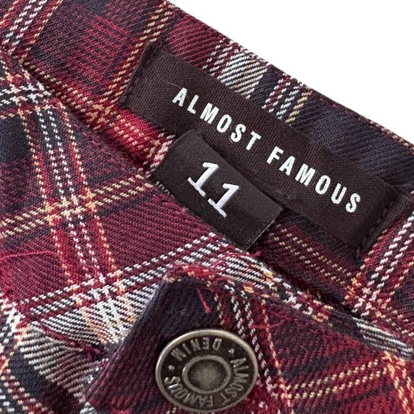 Almost Famous Plaid High Rise Flare Pants 11 Y2K Indie Punk Grunge 90s Retro - Picture 3 of 7